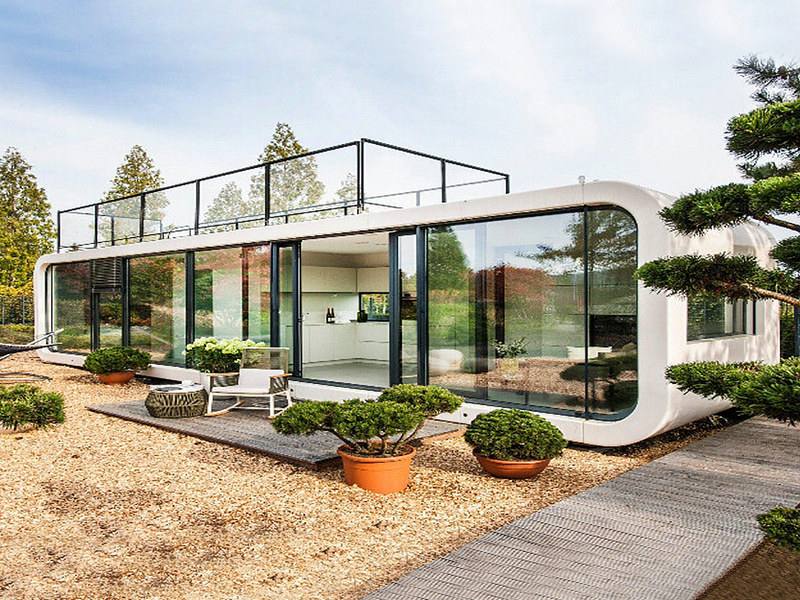 Stylish prefab tiny home with solar panels types