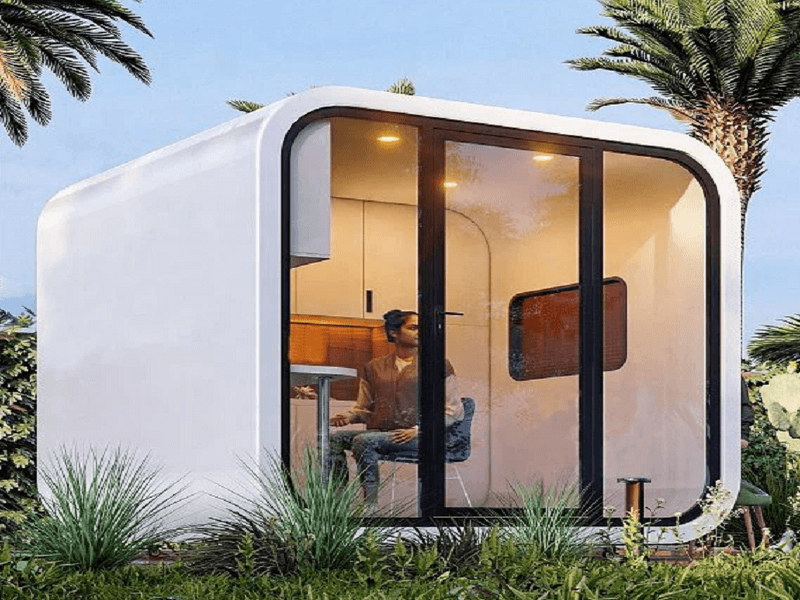 Solar-powered Sustainable Space Pods designs with storage space