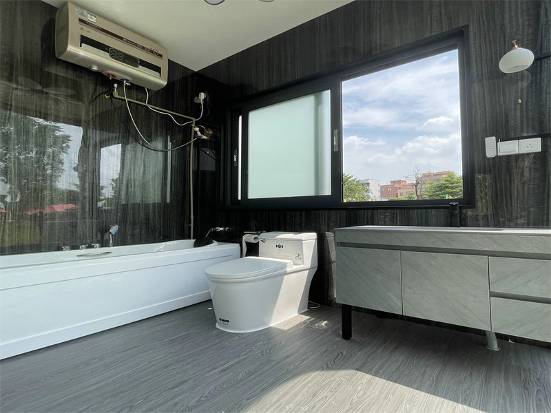 Convertible galvanized steel bathroom designs with cooling systems