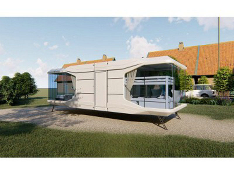 Automated tiny house with two bedrooms furnishings with passive heating
